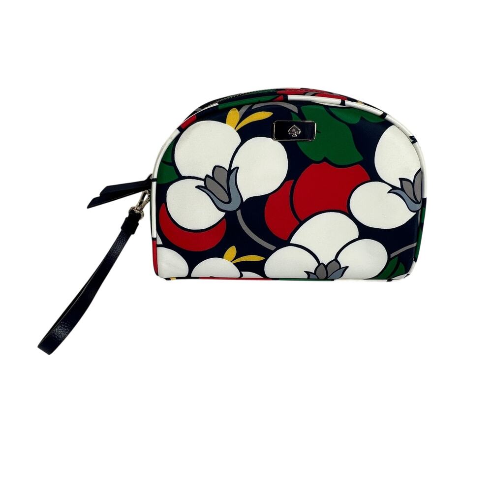 KATE SPADE Medium Dome Cosmetic Bag Dawn Breezy Floral Nylon Wristlet WLRU5369